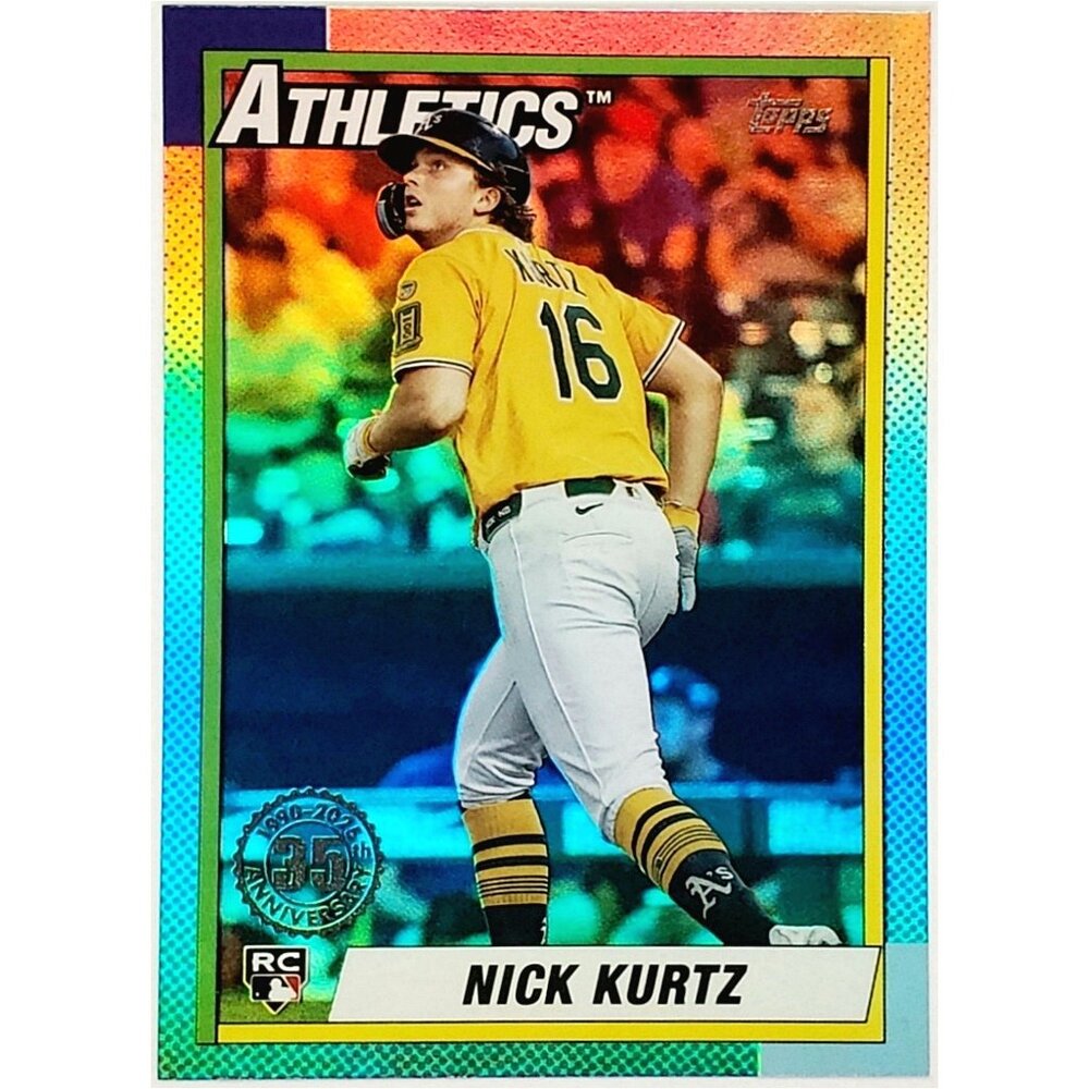 NICK KURTZ ROOKIE 1990-RETRO REFRACTOR FOIL 2025 TOPPS UPDATE #U90-17, ATHLETICS